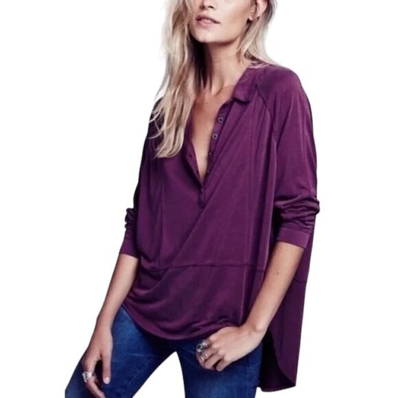 FREE PEOPLE We the Free Hi-Lo Henley Top - Size XS - Picture 1 of 6
